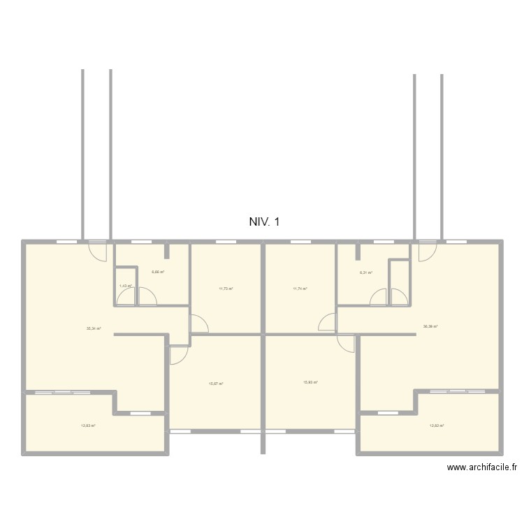 plan immeuble  / 4 lots  NIV 1. Plan de 0 pièce et 0 m2