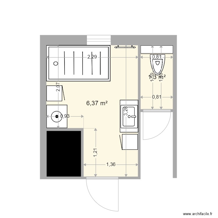 hubert. Plan de 3 pièces et 9 m2