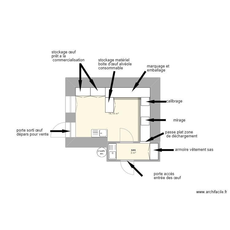 plant CEO 1.2. Plan de 2 pièces et 17 m2