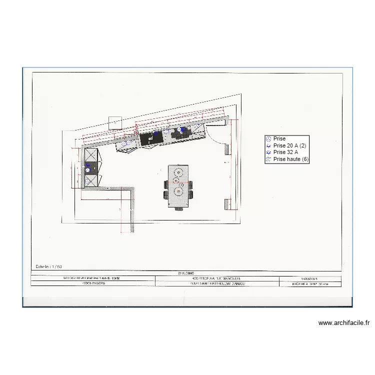 Plan &eacute;lectrique Cuisine Ogereau. Plan de 
