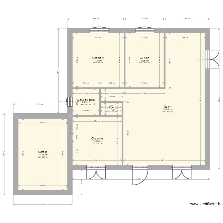 FERNANDE. Plan de 7 pièces et 84 m2