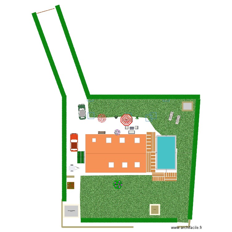piscine 2. Plan de 3 pièces et 14 m2