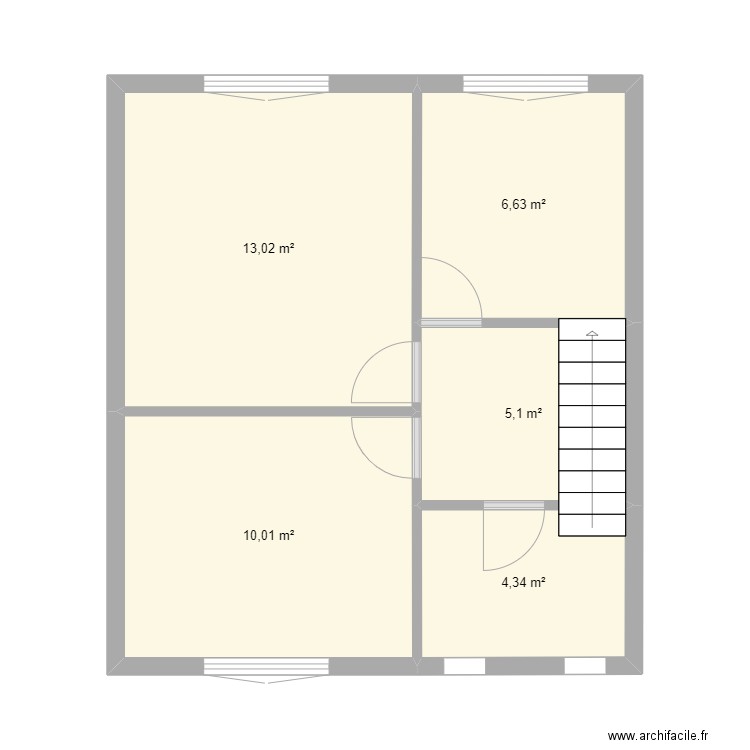 etage1. Plan de 5 pièces et 39 m2