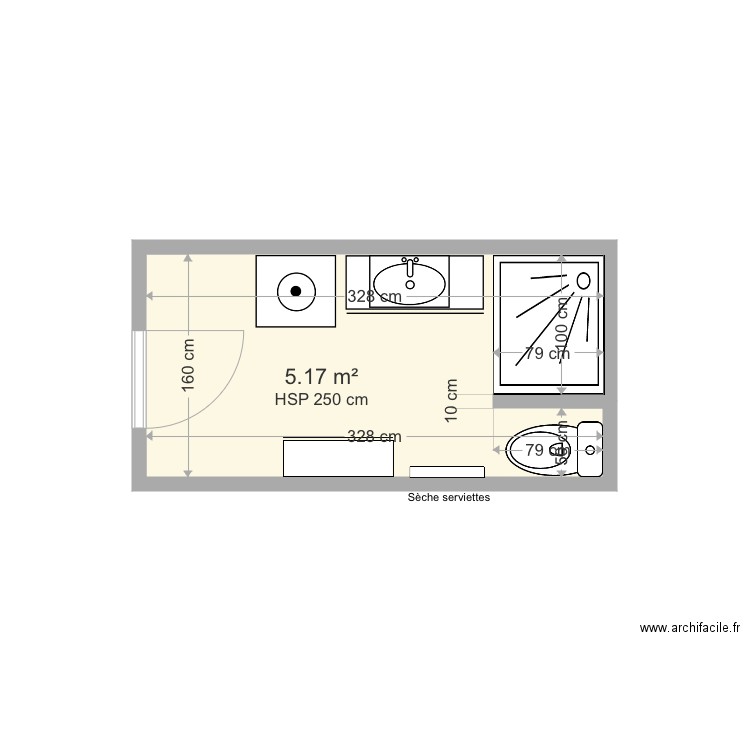 Salle de bain avec port modifiée. Plan de 0 pièce et 0 m2