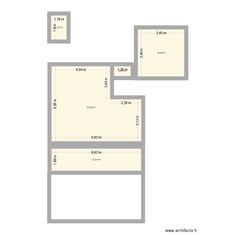 plan Aline 2. Plan de 5 pièces et 57 m2