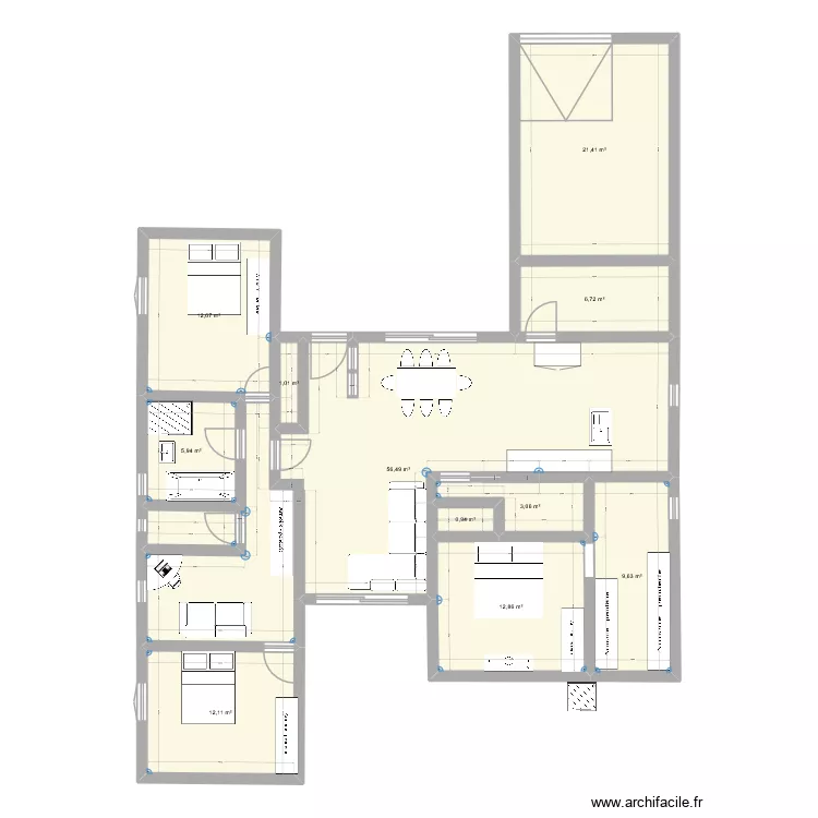 plan Aline 2. Plan de 11 pièces et 143 m²