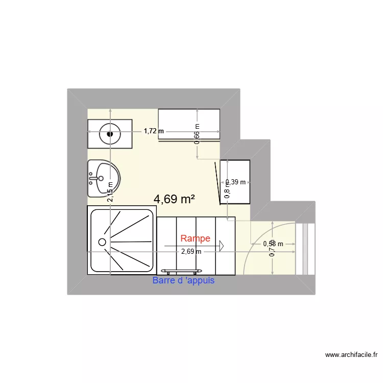 VAD Me M sla. Plan de 1  et 5 m²