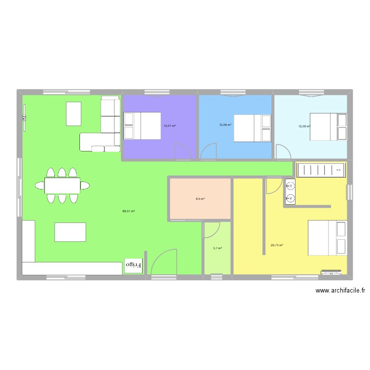 maison. Plan de 7 pièces et 145 m2