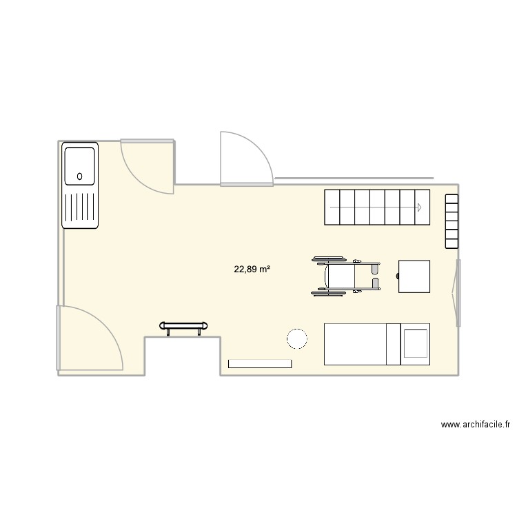 ch 101. Plan de 1 pièce et 22 m2