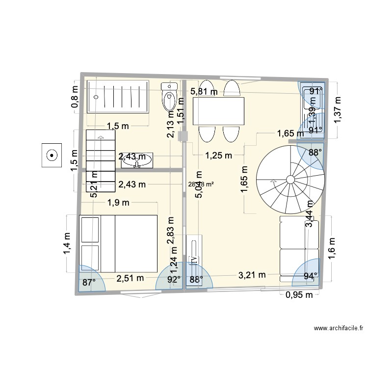 MARECHAL JOFFRE OK. Plan de 1 pièce et 29 m2