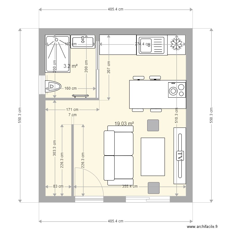 studio perso. Plan de 0 pièce et 0 m2