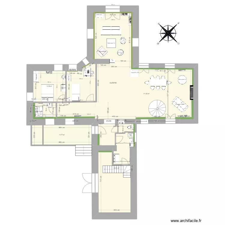 branceilles cuisine vierge. Plan de 