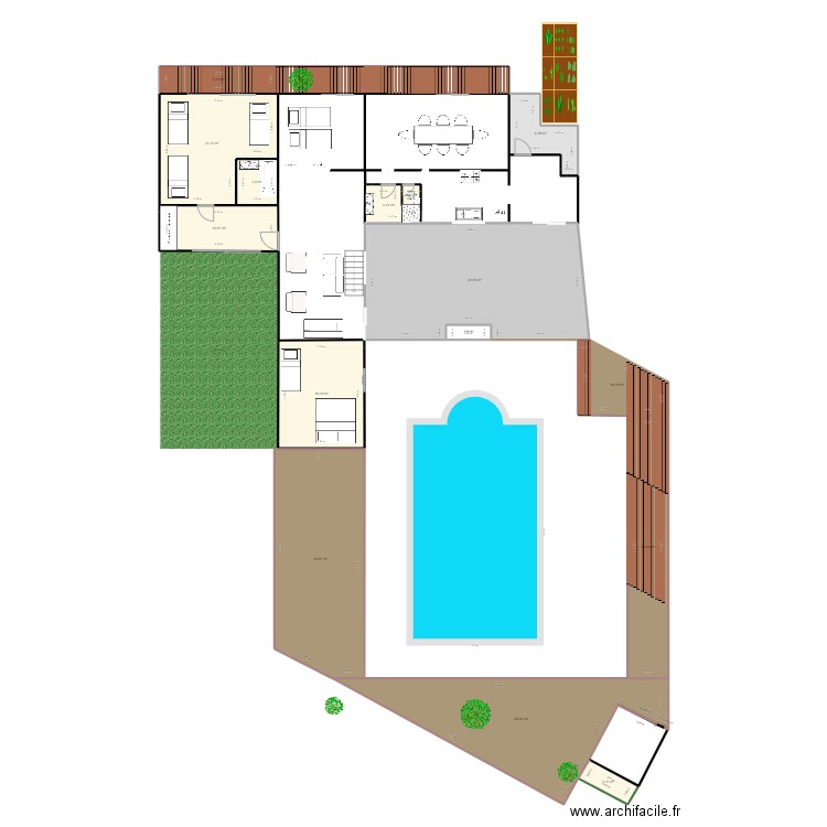 Plans terrasses 2. Plan de 16 pièces et 235 m2