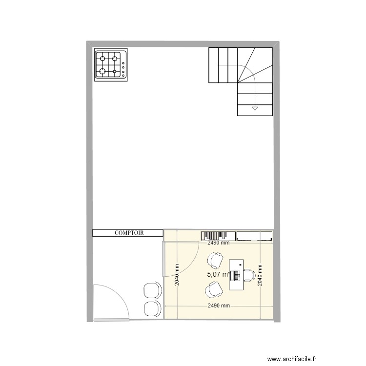 Local. Plan de 1 pièce et 5 m2