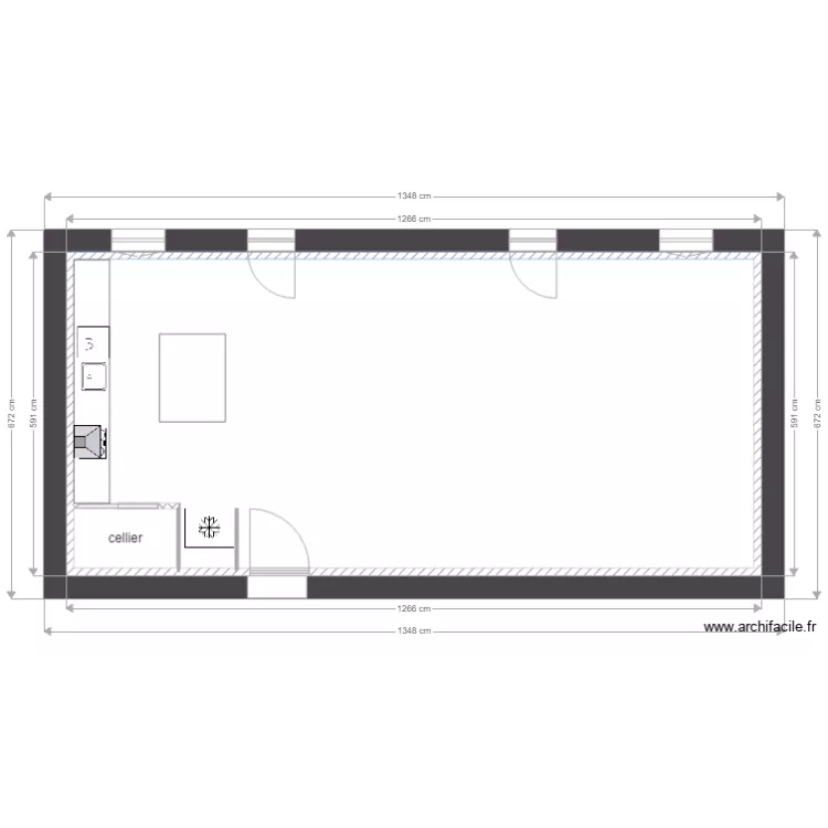 rdc salon cuisine. Plan de 