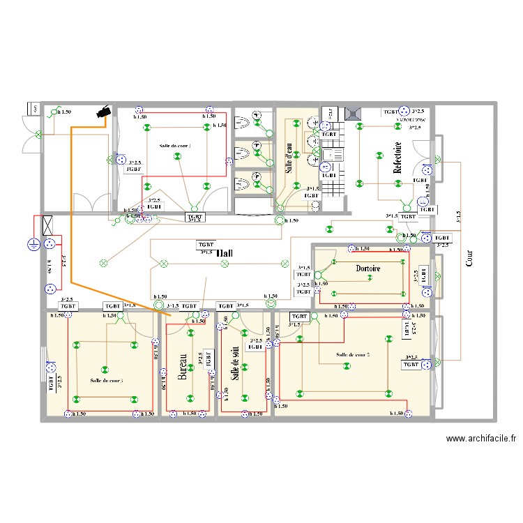 plan dar essalem mohammadia. Plan de 11 pièces et 73 m2