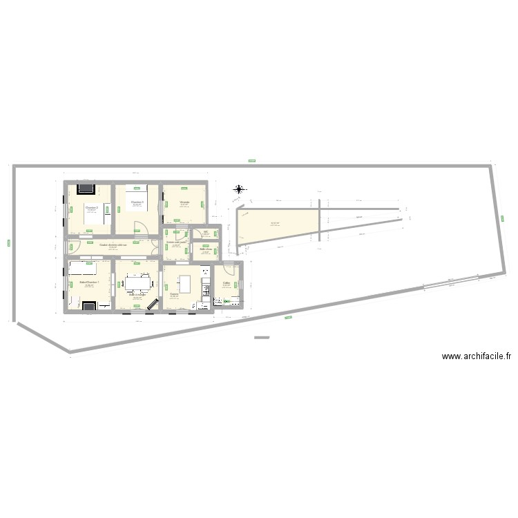 Dom travaux 33 avec plan cadastre. Plan de 12 pièces et 105 m2