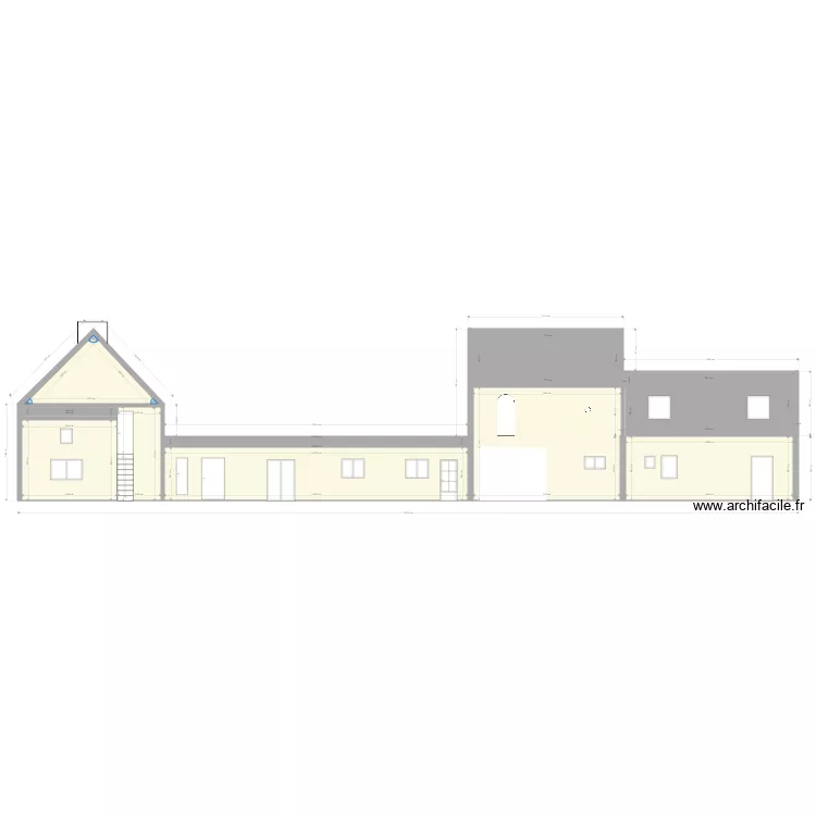 facade sud projet r&eacute;novation. Plan de 