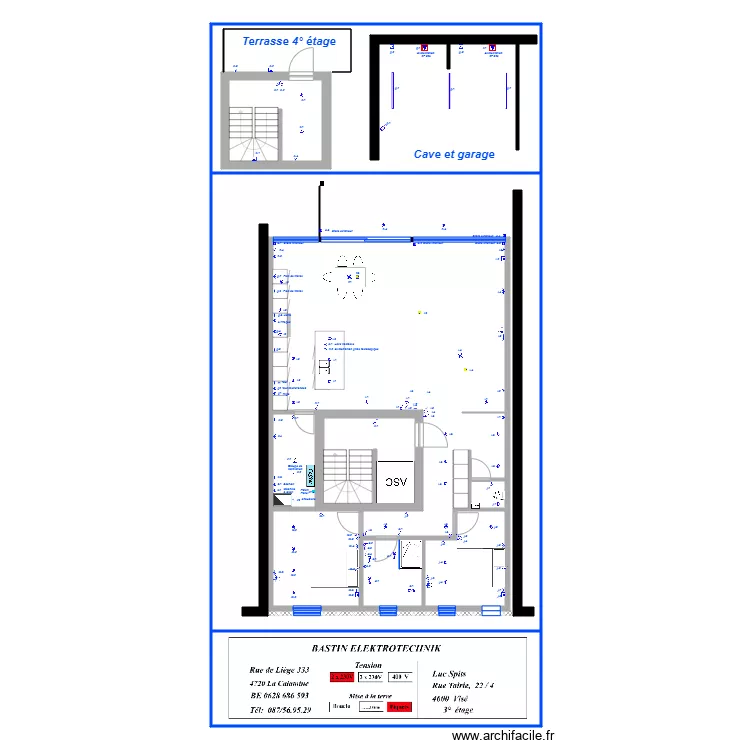 Chantier Trairie 3 &eacute;tage. Plan de 