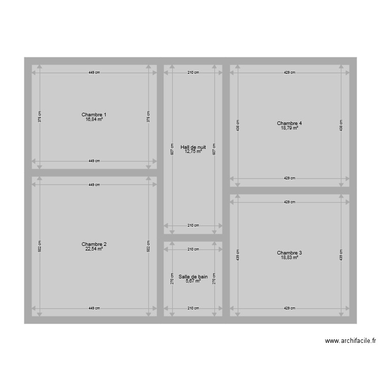 1er étage. Plan de 6 pièces et 95 m2