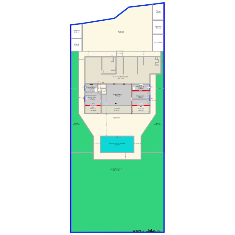 A LG 500. Plan de 92 pièces et 7228 m2