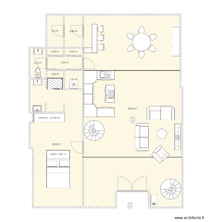 RDC V1 5. Plan de 12 pièces et 125 m2