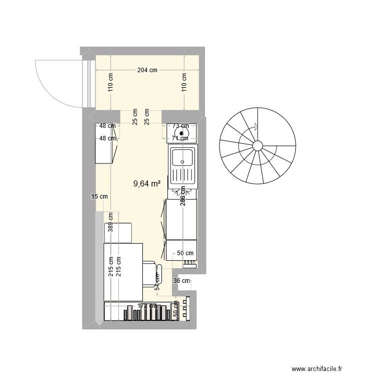 ATELIER PEINTURE 23 03. Plan de 1 pièce et 10 m2