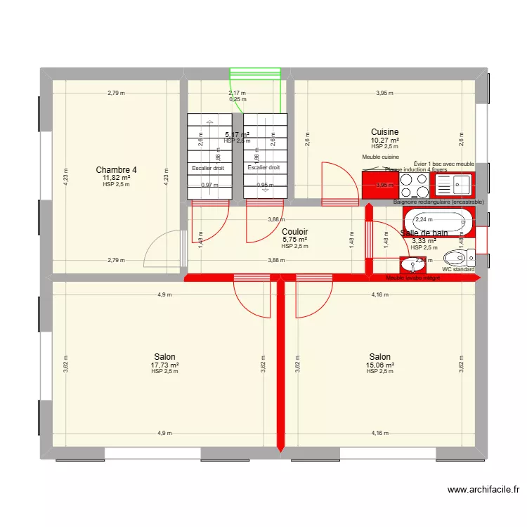 Maison Cort&eacute;bert  Rez de chauss&eacute;. Plan de 