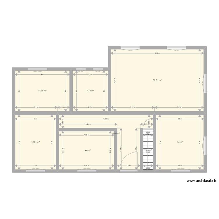 Jeanneret. Plan de 20 pièces et 236 m2