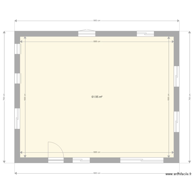 MaisonRDC et façades  V1. Plan de 1 pièce et 62 m2