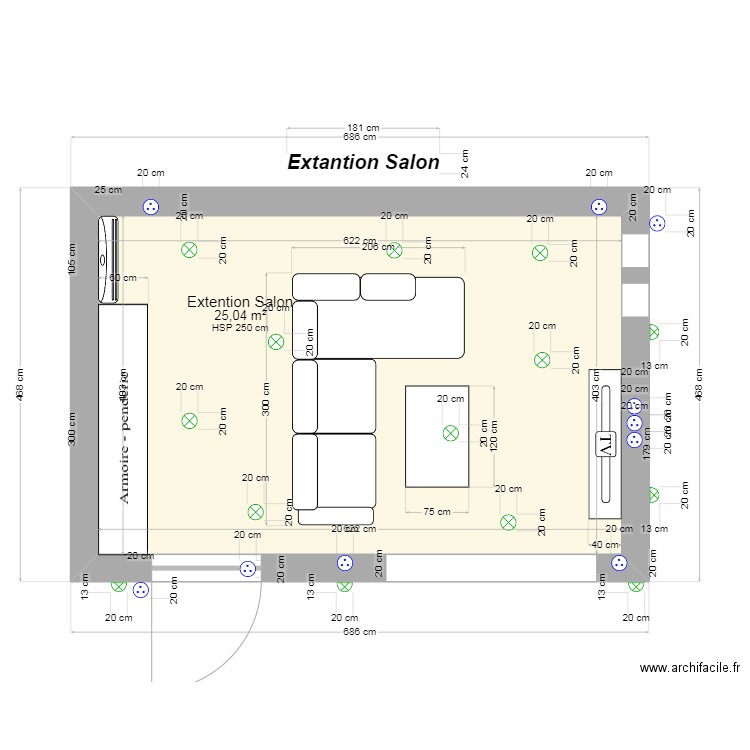 extention salon. Plan de 0 pièce et 0 m2