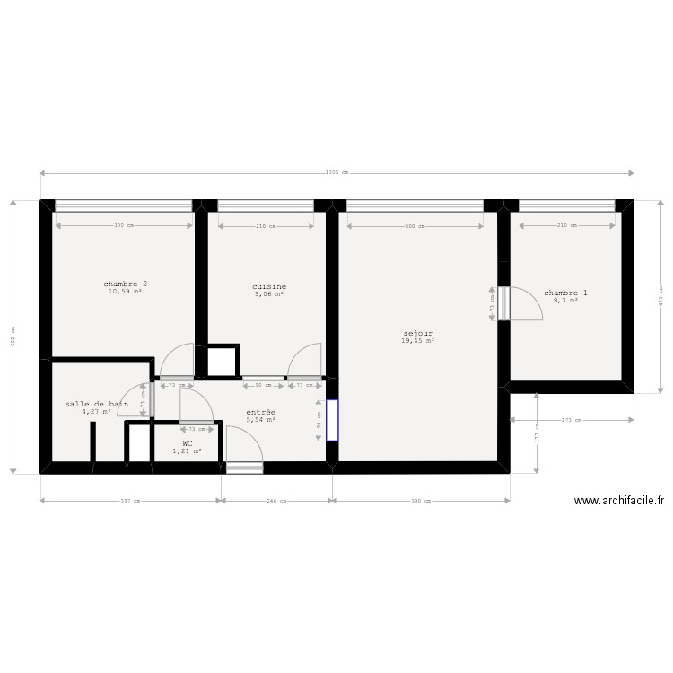 Project MEDLEY PLAN d'installation des sanitaires. Plan de 9 pièces et 60 m2