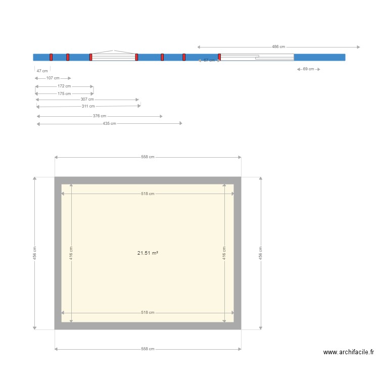 cote. Plan de 0 pièce et 0 m2