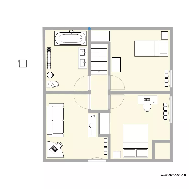 Etages chambres des garcons meubl&eacute;s. Plan de 