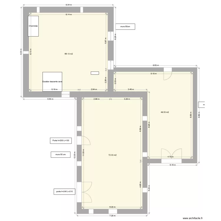 Etage habitation Grange Ecu. Plan de Etage habitation Grange Ecu. Plan de
