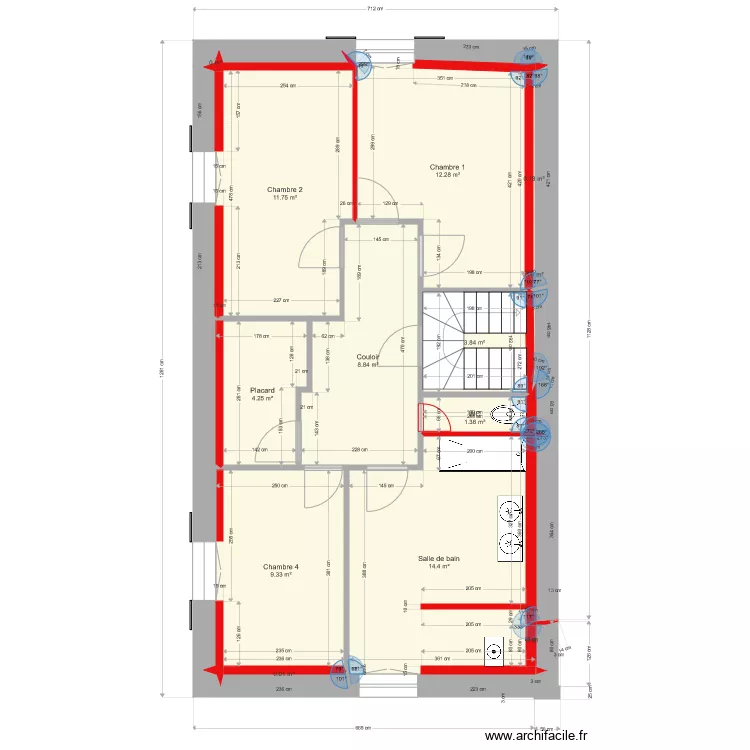 ferme 1er &eacute;tage projet am&eacute;nagement. Plan de 