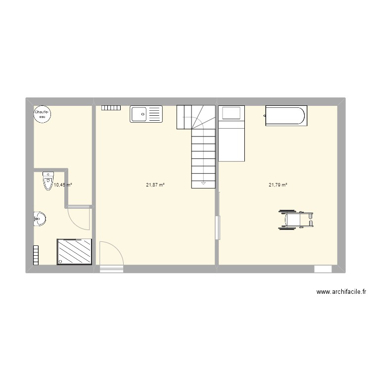 domicile Annie. Plan de 3 pièces et 54 m2