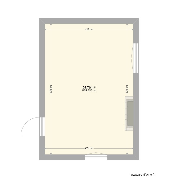 chagnon. Plan de 1 pièce et 27 m2