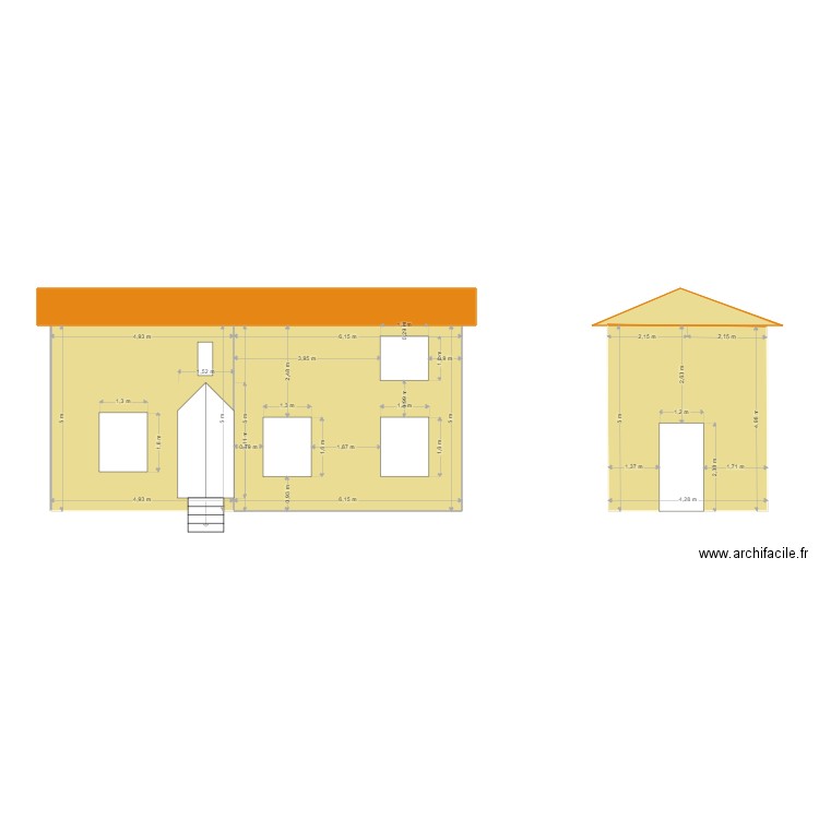 Facade ouest après travaux. Plan de 0 pièce et 0 m2