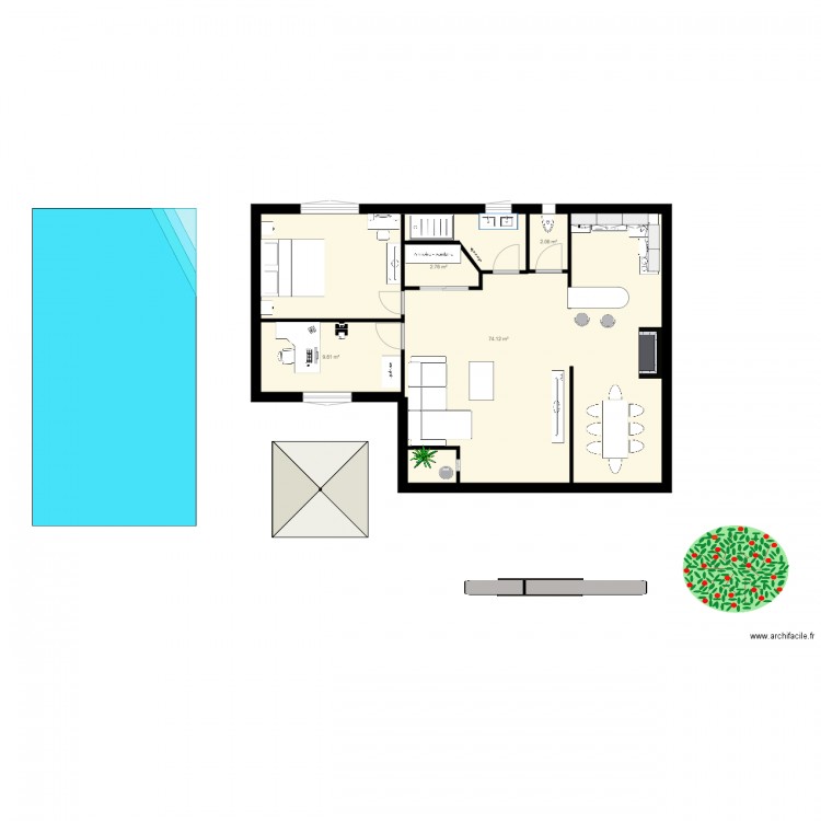 maison piscine. Plan de 0 pièce et 0 m2
