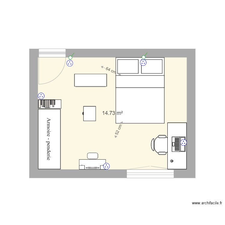 chambre violette proposition X. Plan de 0 pièce et 0 m2