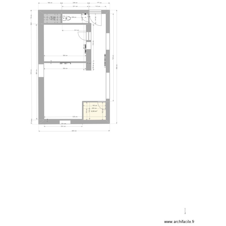  Appart  6 0 nu. Plan de 2 pièces et 4 m2