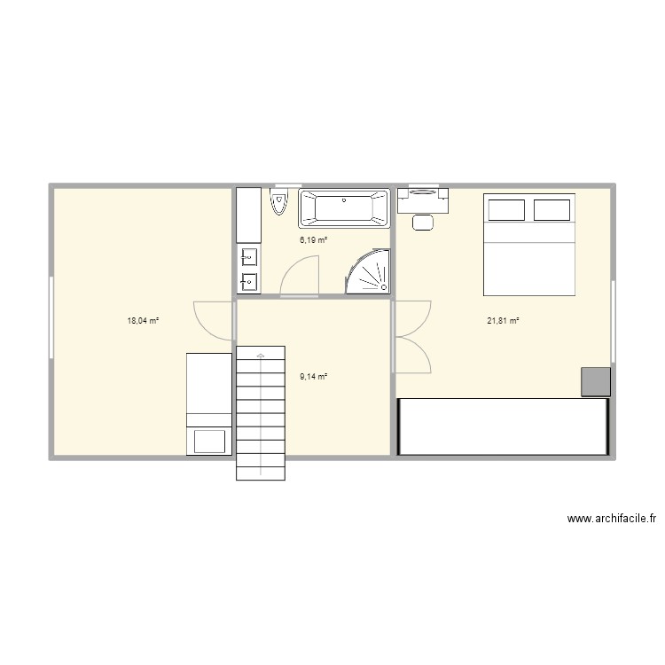 New-étage-janv2023. Plan de 4 pièces et 55 m2