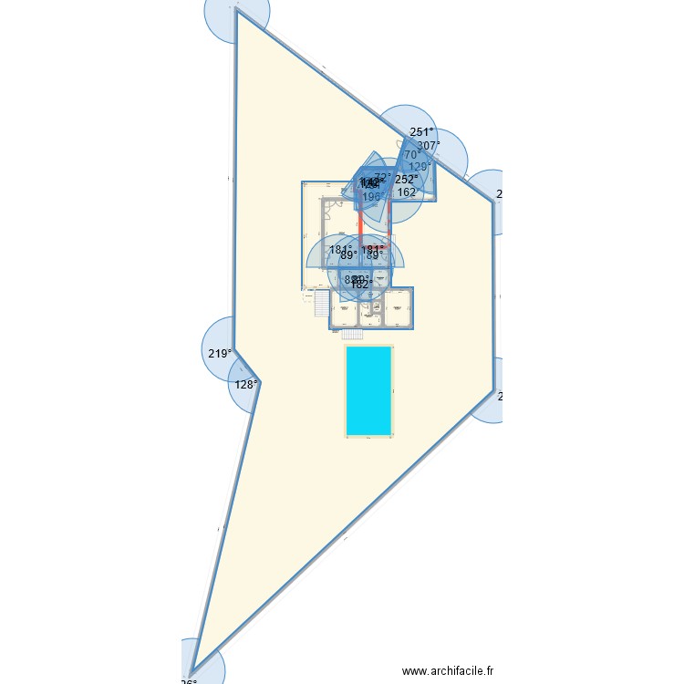 plan maison localisation cabinet. Plan de 13 pièces et 1310 m2
