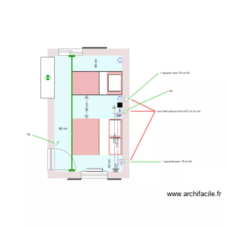 LES LANDES CHAMBRE 2. Plan de 