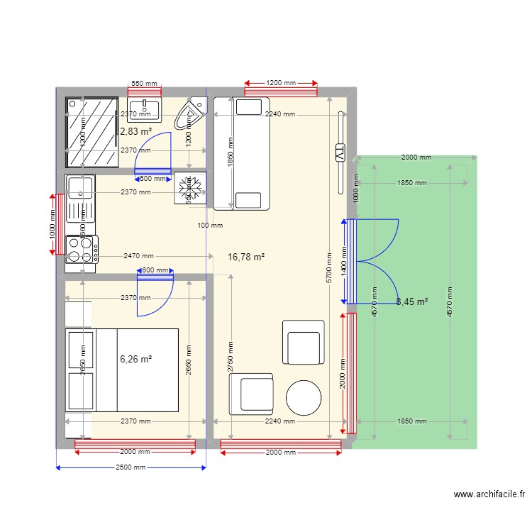 2143534646754876545. Plan de 4 pièces et 34 m2