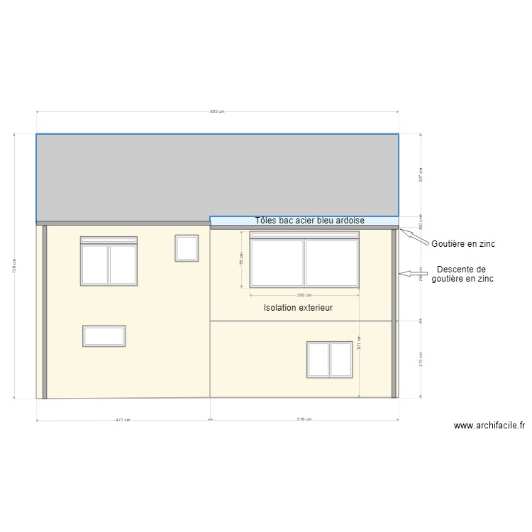 MAISON vue de face. Plan de 0 pièce et 0 m2