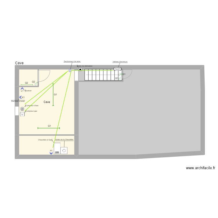 cave00. Plan de 3 pièces et 65 m2