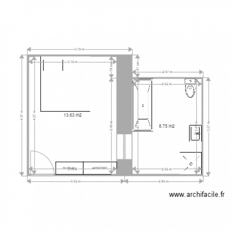 AUBERGE DU CENTRE CHAMBRE 2. Plan de 0 pièce et 0 m2