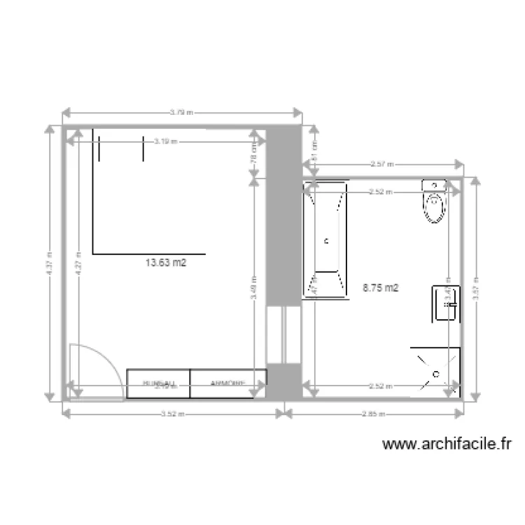 AUBERGE DU CENTRE CHAMBRE 2. Plan de AUBERGE DU CENTRE CHAMBRE 2. Plan de